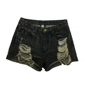 Issgi Black High Waisted Denim Shorts
